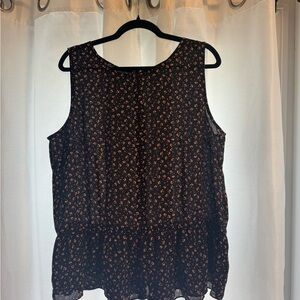 LOFT Black and Orange Floral Blouse